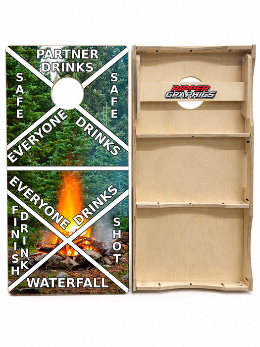 Camping Bonfire Drinking Game Cornhole Design
