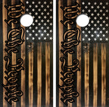 We The People Rustic American Flag Cornhole Design