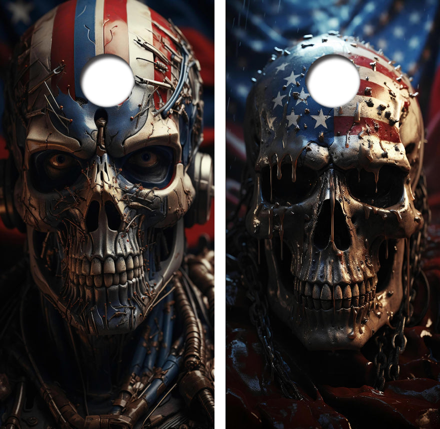 Patriotic Skulls Cornhole Design