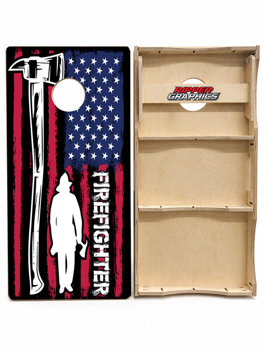 Firefighter Flag Cornhole Design