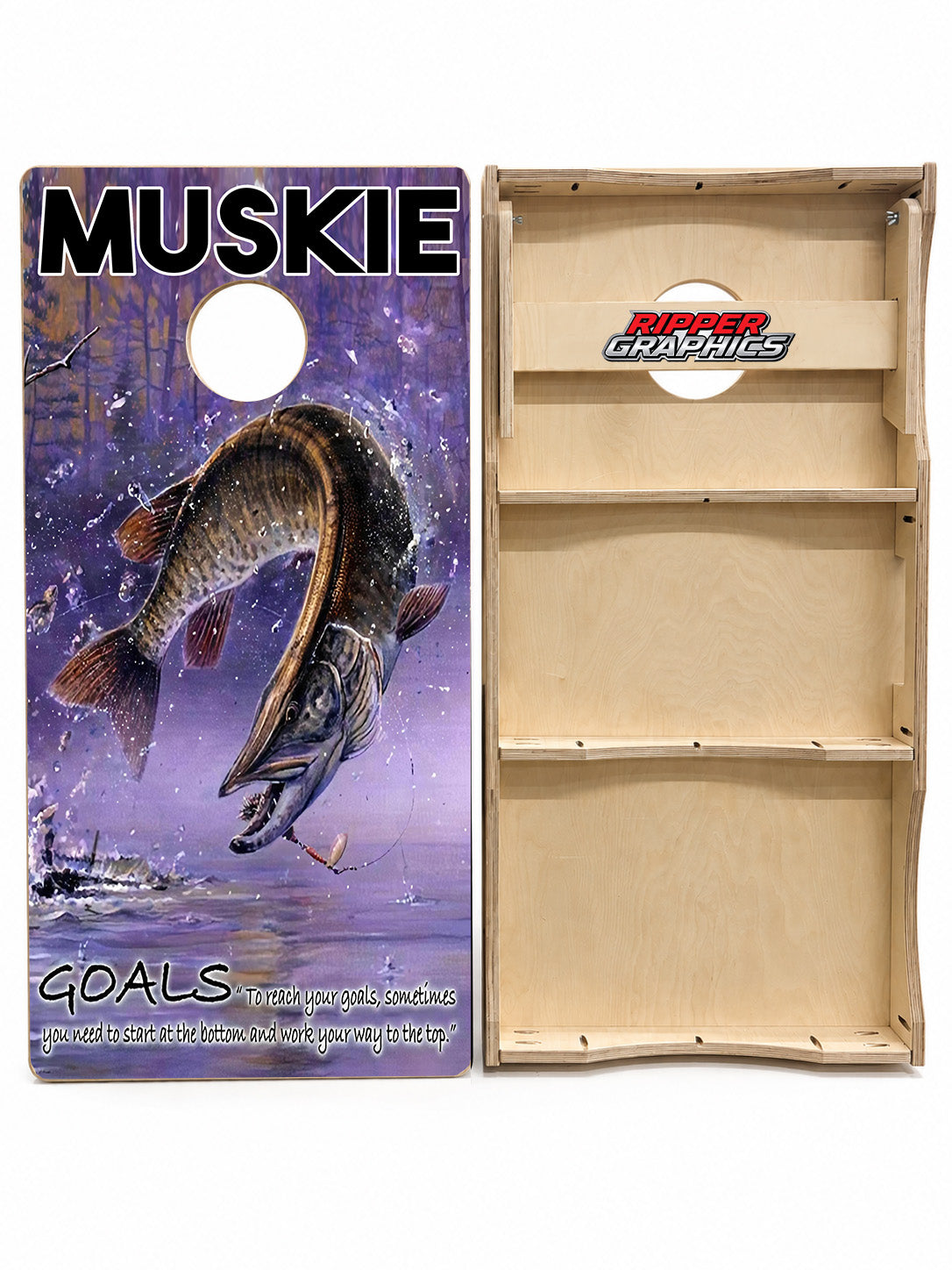 Muskie Goals & Dreams Cornhole Design