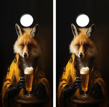 Steam Punk Fox Drinking Beer Cornhole Design