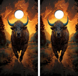 Angry Charging Bull Cornhole Design