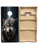 Angry Snarling Timber Wolf Cornhole Design