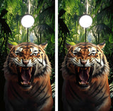 Angry Snarling Tiger Cornhole Design