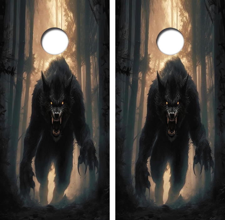 Charging Werewolf Cornhole Design