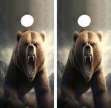 Charging Mean Grizzly Bear Cornhole Design