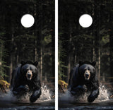 Charging Black Bear Cornhole Design