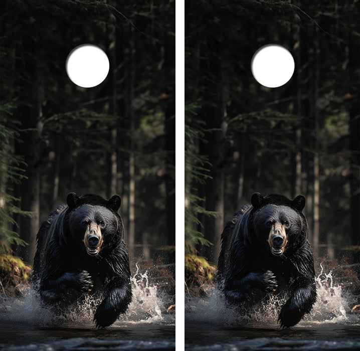 Charging Black Bear Cornhole Design