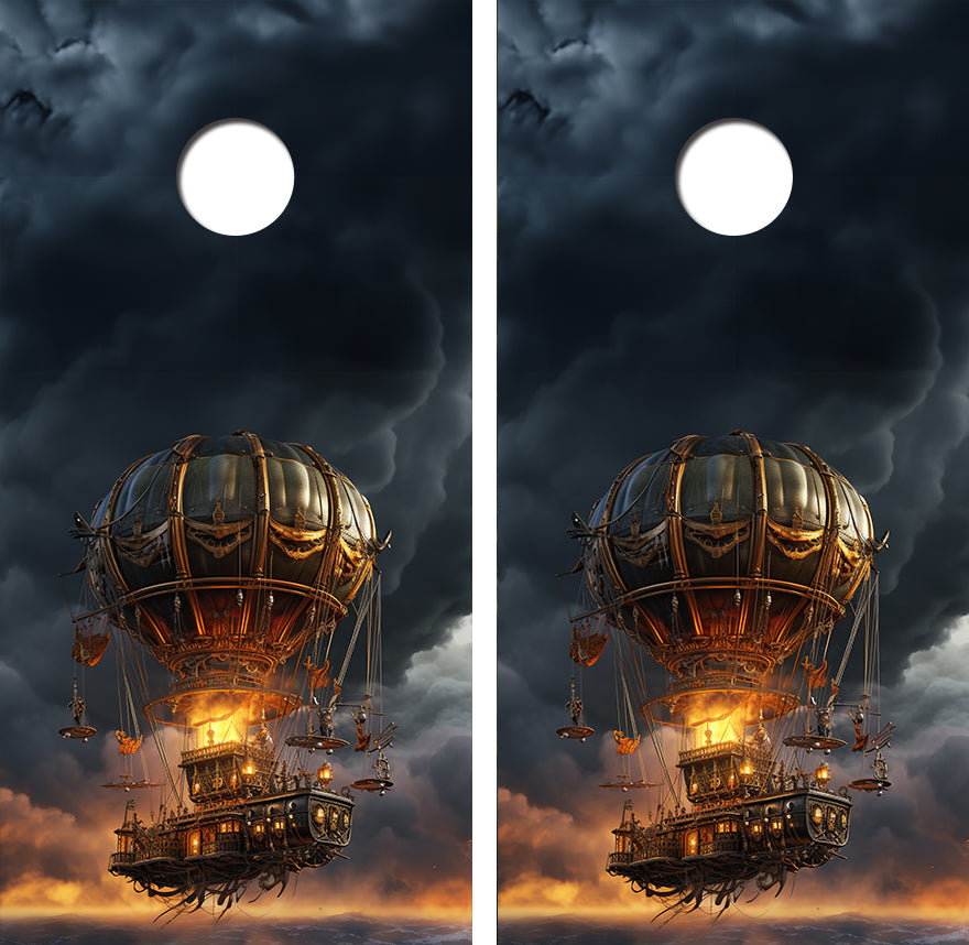 Steam Punk Hot Air Balloon Cornhole Design