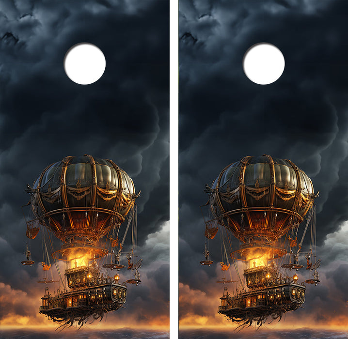 Steam Punk Hot Air Balloon Cornhole Design