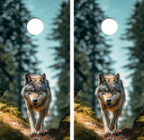 Hungry North American Wolf Cornhole Design