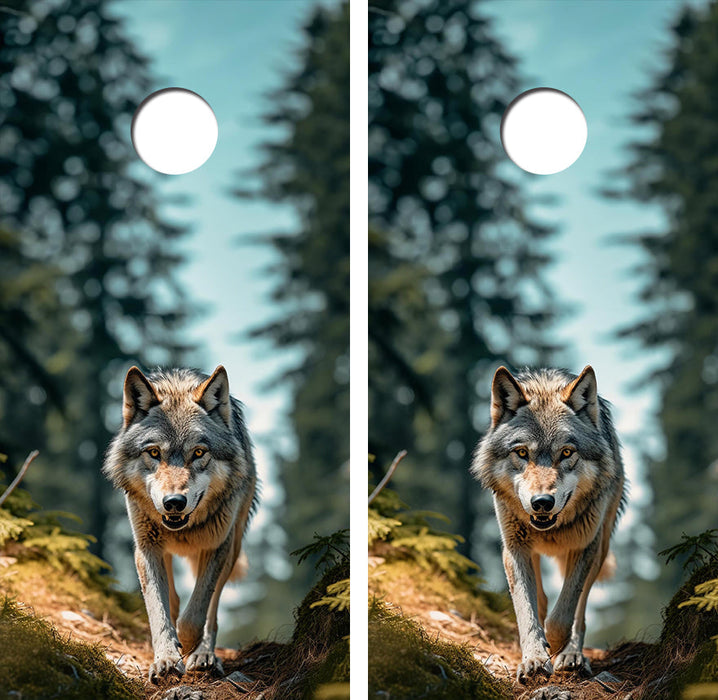 Hungry North American Wolf Cornhole Design