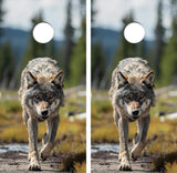Hungry North American Wolf Cornhole Design
