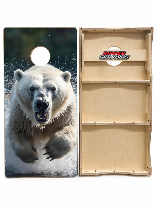 Charging Polar Bear Cornhole Design