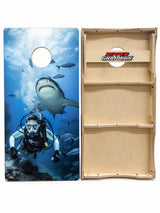 Swimming With Sharks Cornhole Design