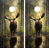 Bull Moose in Woods Cornhole Design