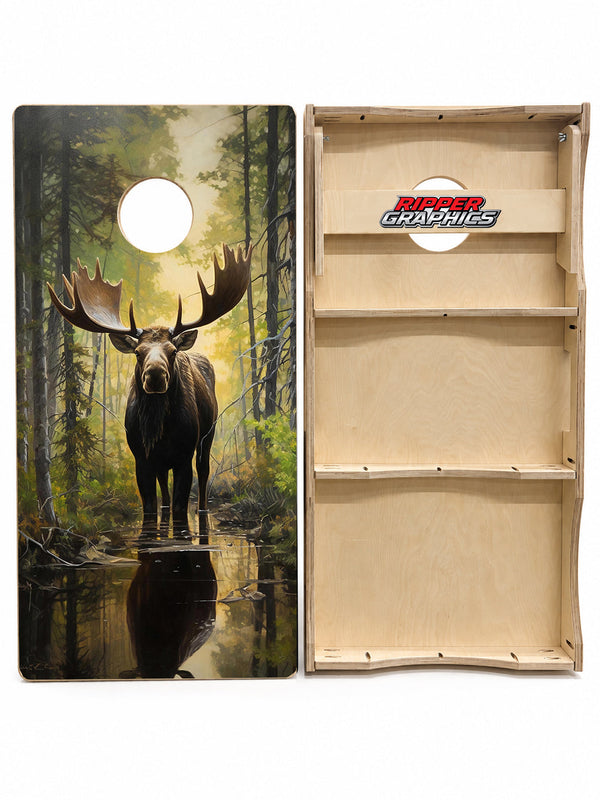 Bull Moose in Woods Cornhole Design