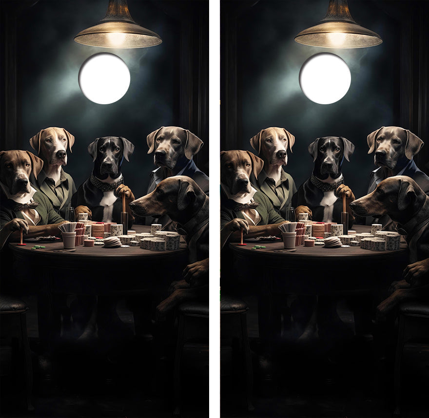 Dogs Playing Poker Cornhole Design