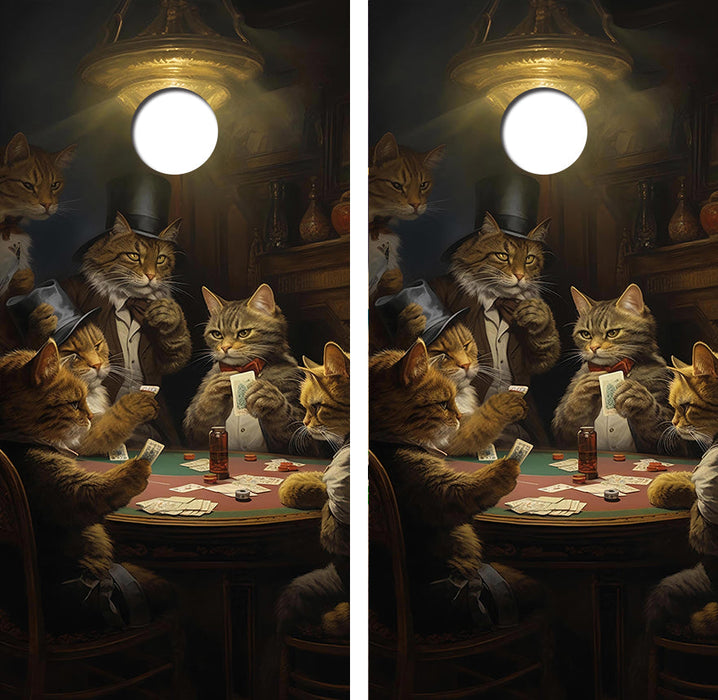 Cats Playing Poker Cornhole Design