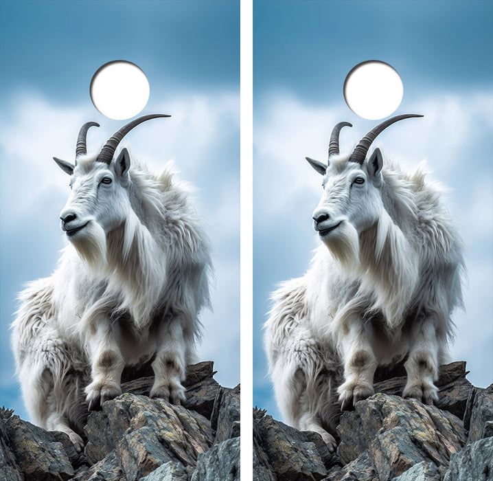 Mountain Goat on Mountain Cornhole Design