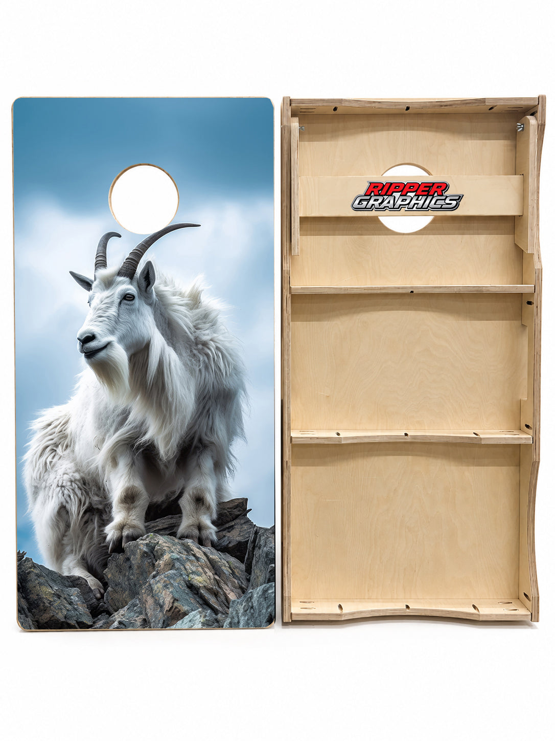 Mountain Goat on Mountain Cornhole Design
