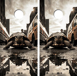Little Turtle in a Big City Cornhole Design