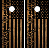 We The People Rustic American Flag Cornhole Design