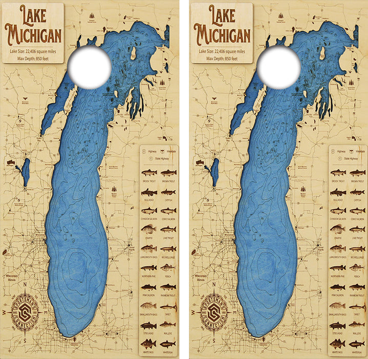 Lake Michigan Topography Cornhole Design
