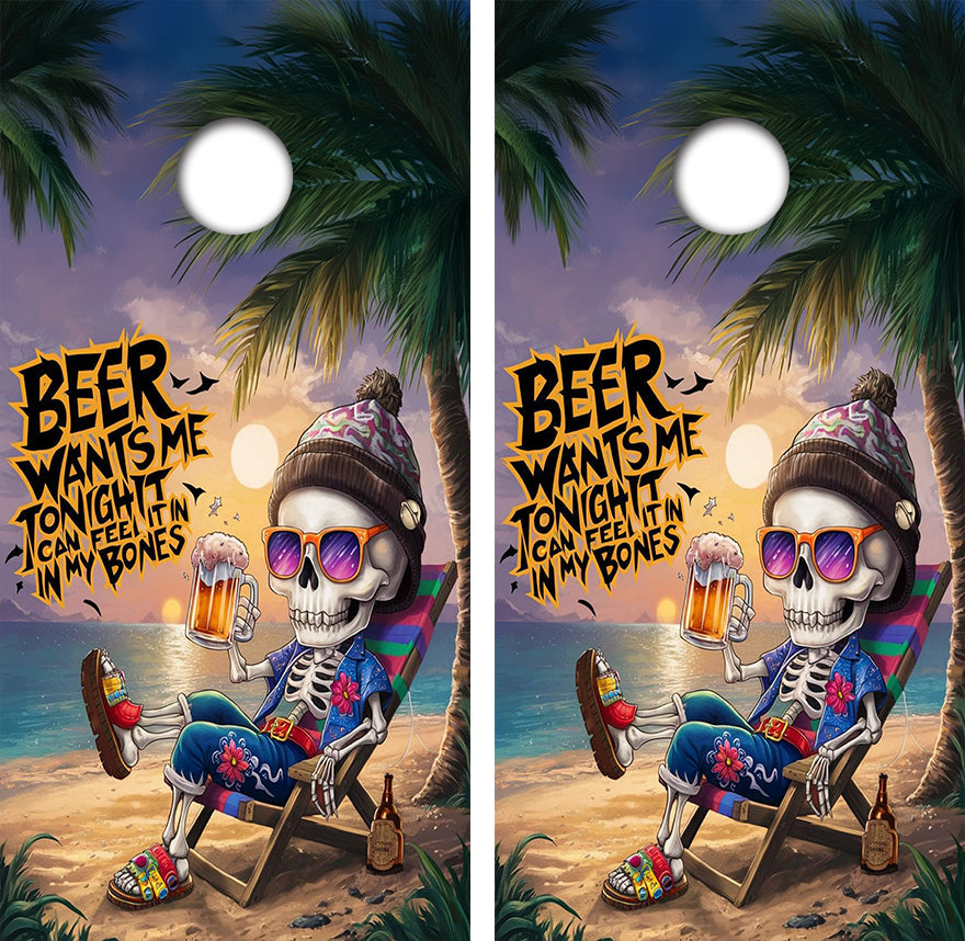 Beer Skeleton Cornhole Design