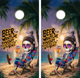Beer Skeleton Cornhole Design