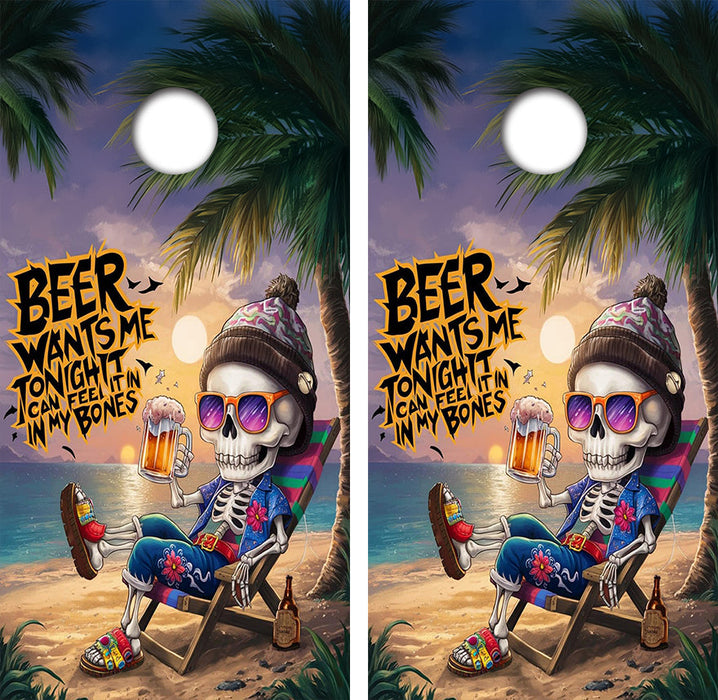 Beer Skeleton Cornhole Design