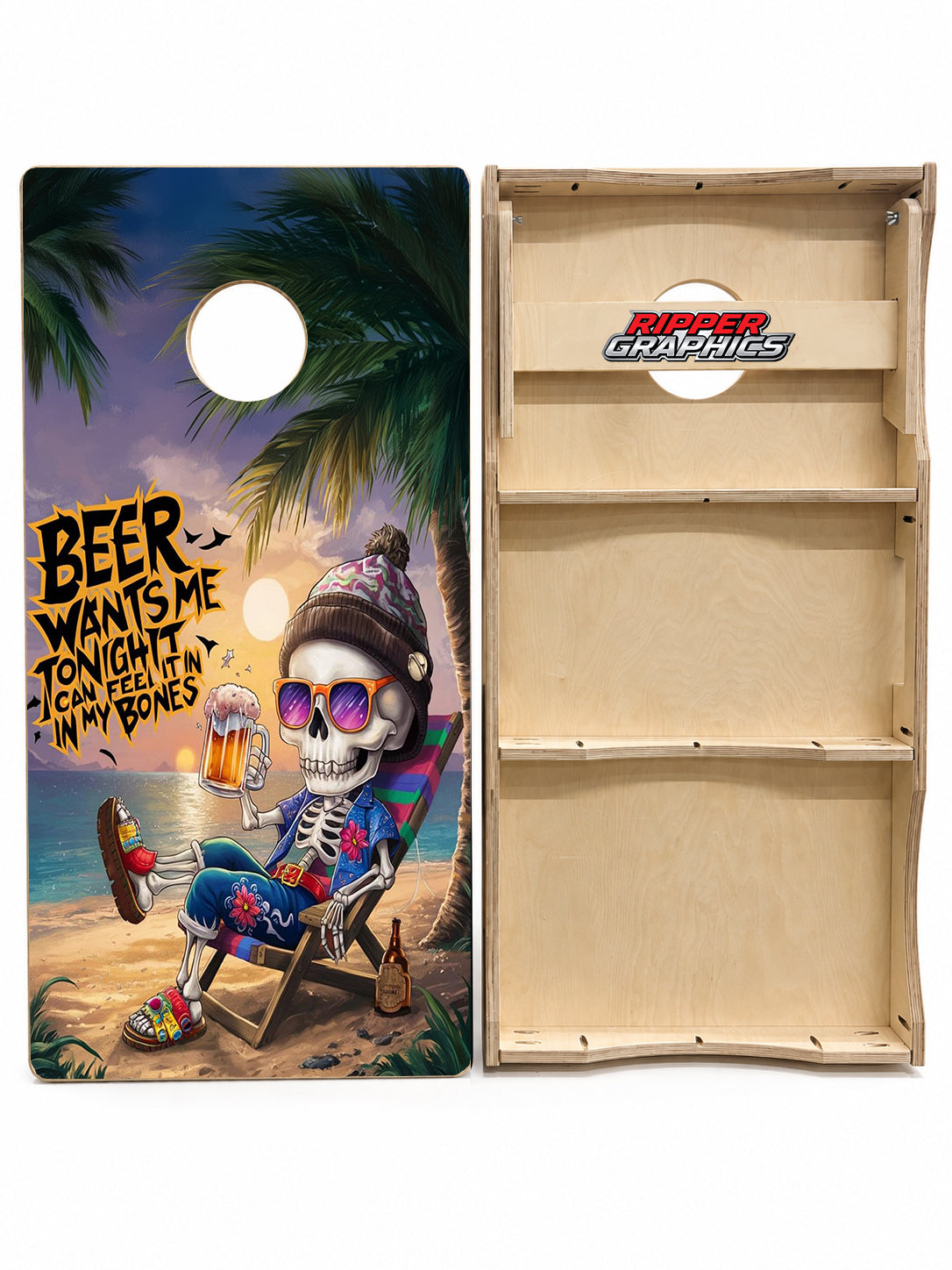 Beer Skeleton Cornhole Design