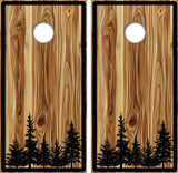 Wood Pinetrees Cornhole Design