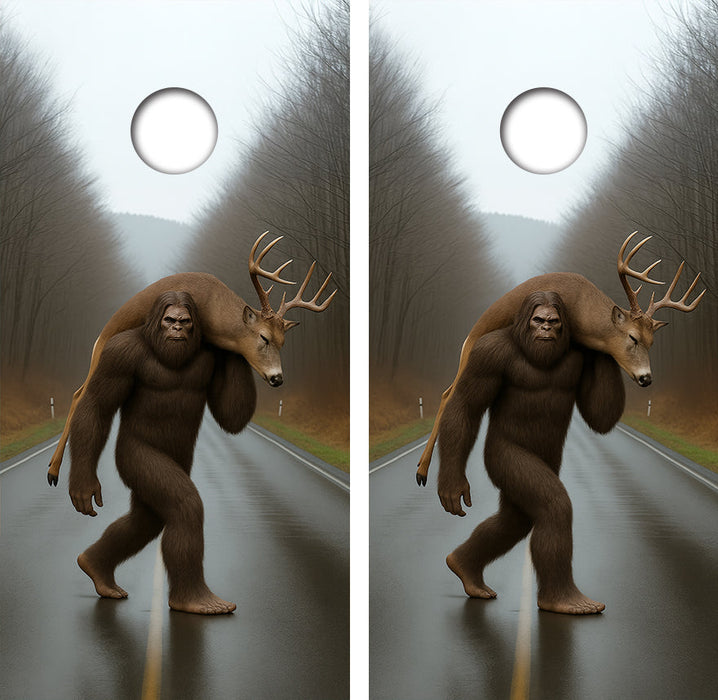 Sasquatch Big Foot Deer Cornhole Design