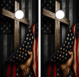 American Flag Cross Cornhole Design