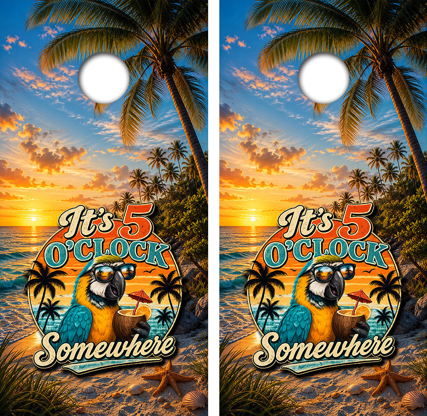 It's Five O'Clock Somewhere Cornhole Design
