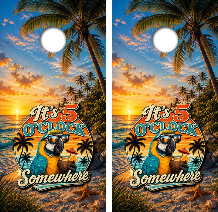 It's Five O'Clock Somewhere Cornhole Design