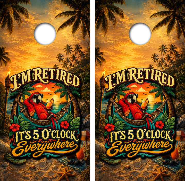 It's Five O'Clock Everywhere Cornhole Design