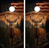 Deer Buck American Flag Cornhole Design