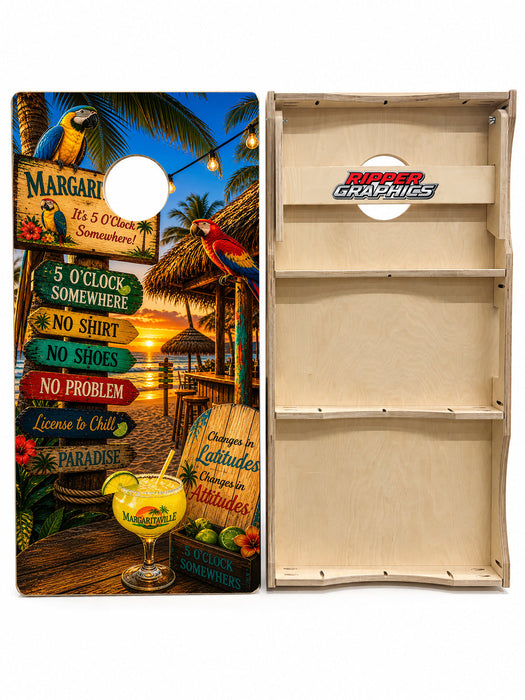 5 O'Clock Somewhere Cornhole Design