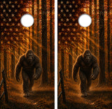 Big Foot Flag Wrap Cornhole Design