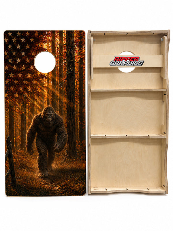 Big Foot Flag Wrap Cornhole Design