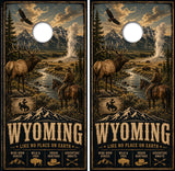 Wyoming Like No Place on Earth Cornhole Design