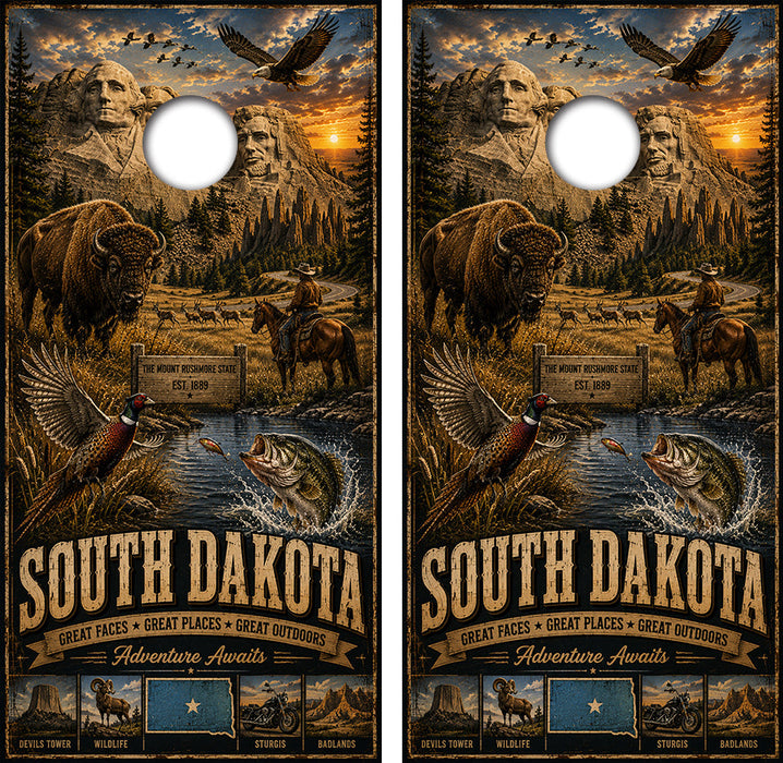 South Dakota Great Faces Great Places Cornhole Design