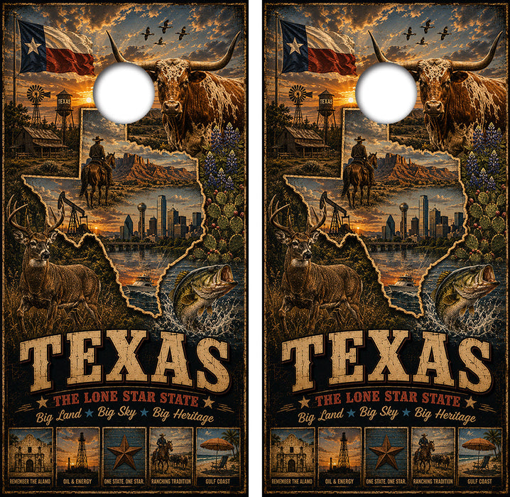 Texas The Lone Star State Cornhole Design