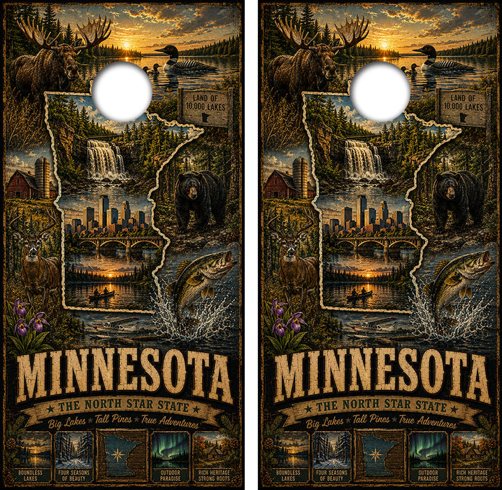 Minnesota The North Star State Cornhole Design