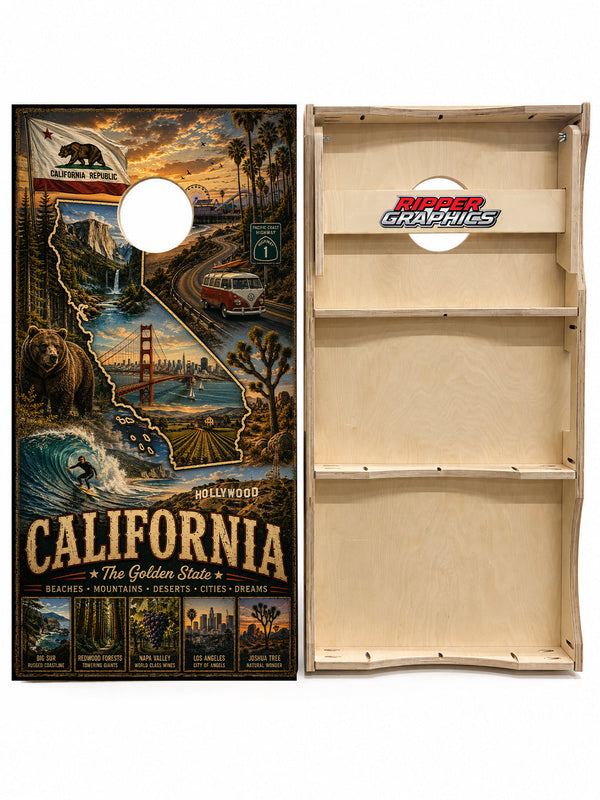 California The Golden State Cornhole Design