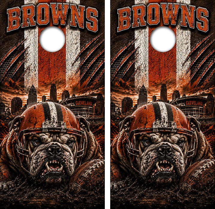 Cleveland Browns Football Cornhole Design