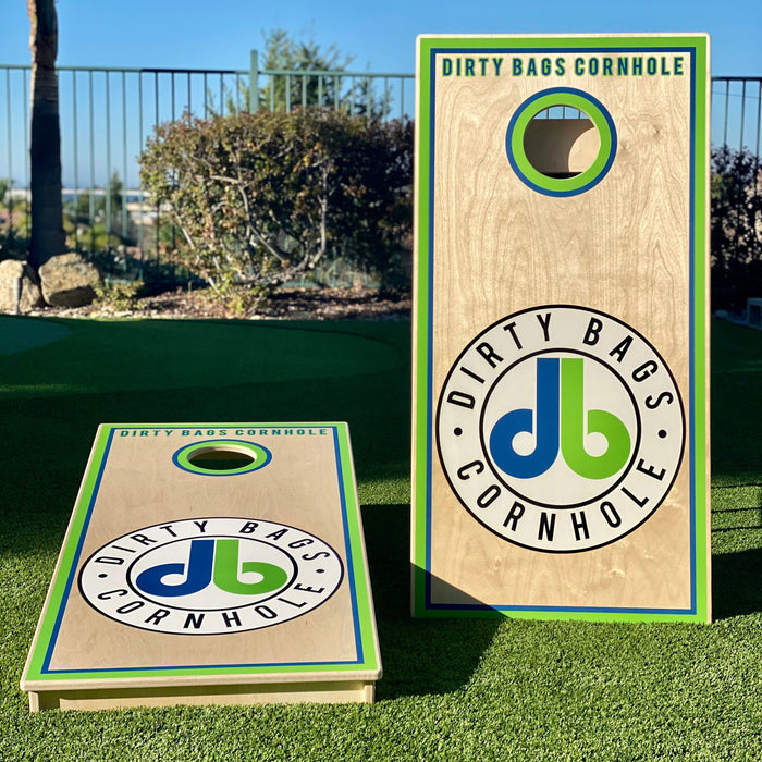 Dirty Bags Cornhole Boards - White DB Badge Logo